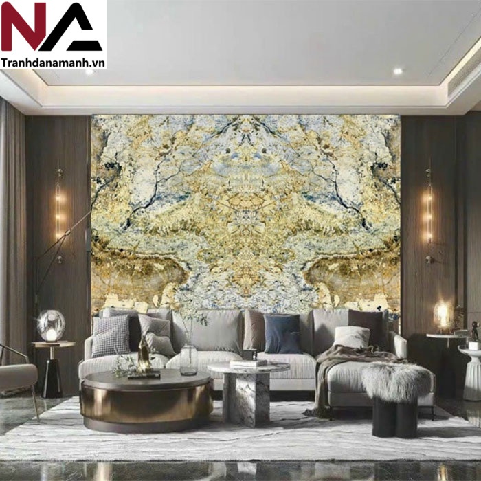 Mẫu tranh đ&aacute; ốp tường ph&ograve;ng kh&aacute;ch đẹp