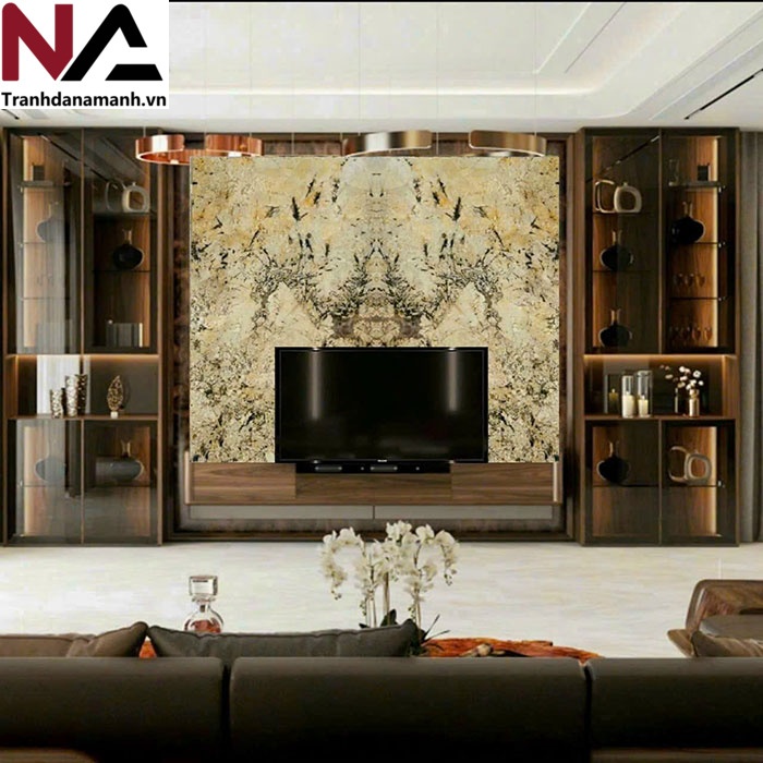 Mẫu tranh đ&aacute; ốp tường ph&ograve;ng kh&aacute;ch đẹp