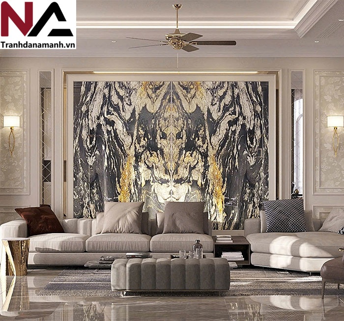 Mẫu tranh đ&aacute; ốp tường ph&ograve;ng kh&aacute;ch đẹp