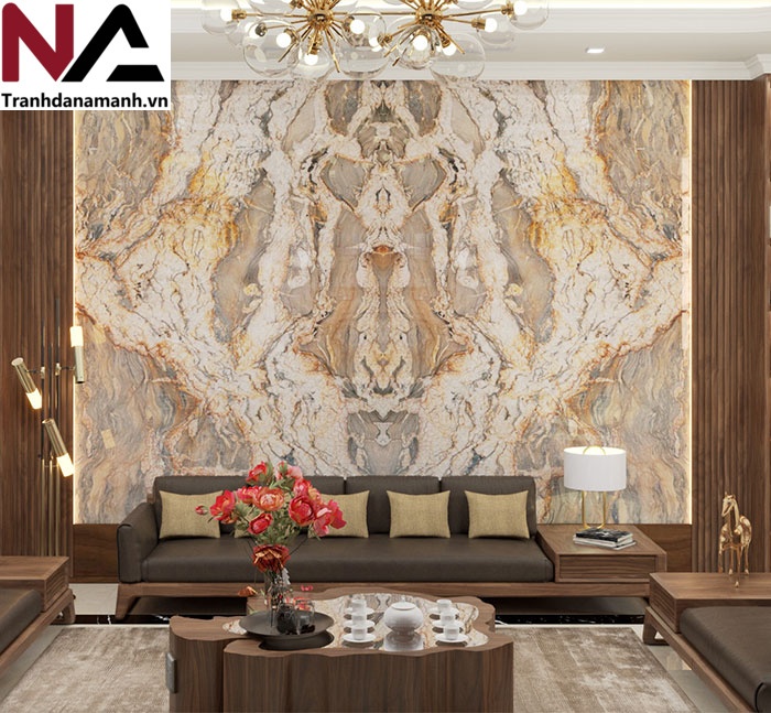 Mẫu tranh đ&aacute; ốp tường ph&ograve;ng kh&aacute;ch đẹp