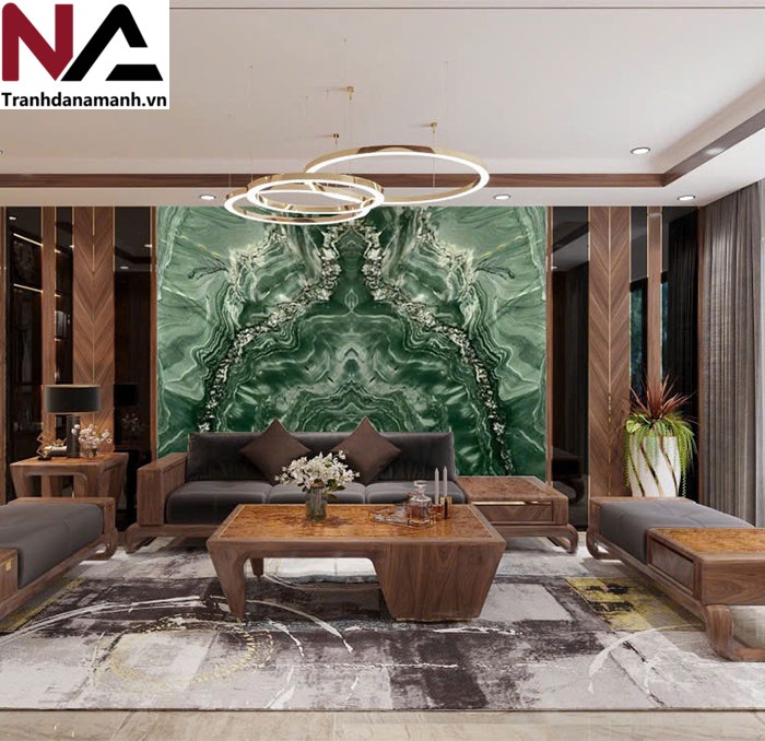 Mẫu tranh đ&aacute; ốp tường ph&ograve;ng kh&aacute;ch đẹp