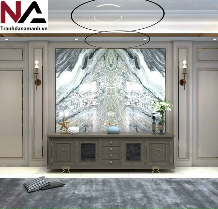 Mẫu tranh đ&aacute; ốp tường ph&ograve;ng kh&aacute;ch đẹp
