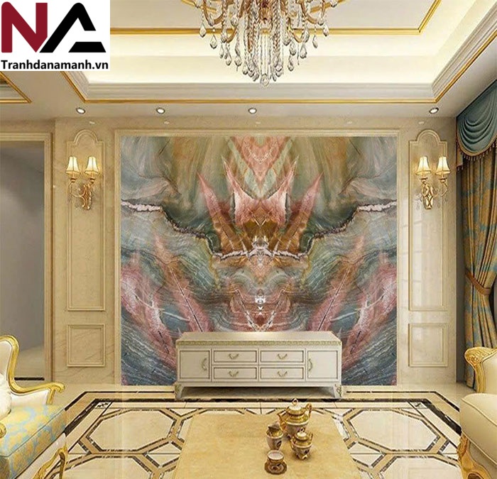 Mẫu tranh đ&aacute; ốp tường ph&ograve;ng kh&aacute;ch đẹp