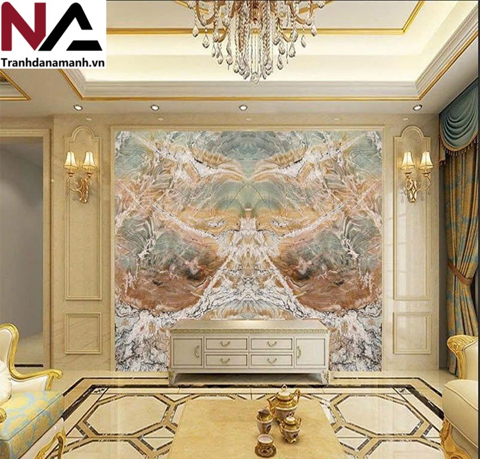 Mẫu tranh đ&aacute; ốp tường ph&ograve;ng kh&aacute;ch đẹp