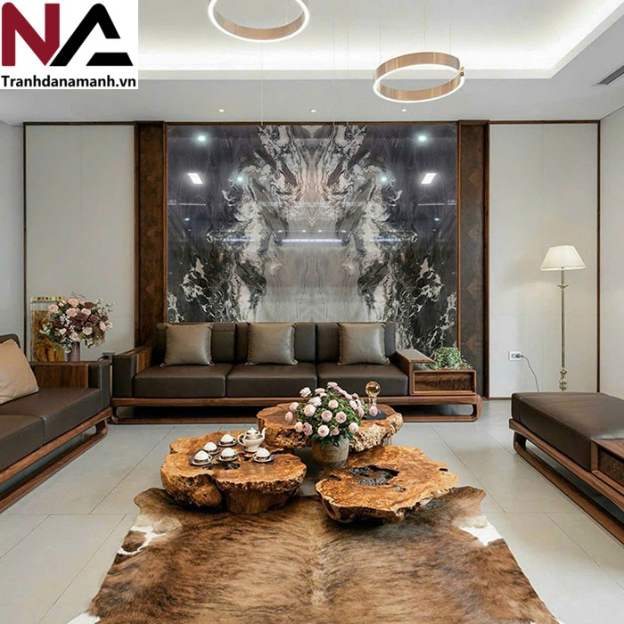 Mẫu tranh đ&aacute; ốp tường ph&ograve;ng kh&aacute;ch đẹp