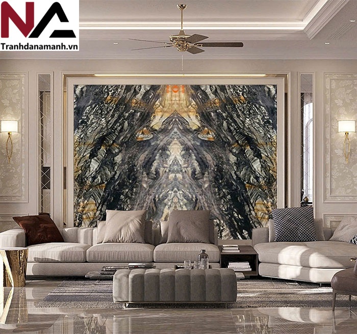 Mẫu tranh đ&aacute; ốp tường ph&ograve;ng kh&aacute;ch đẹp