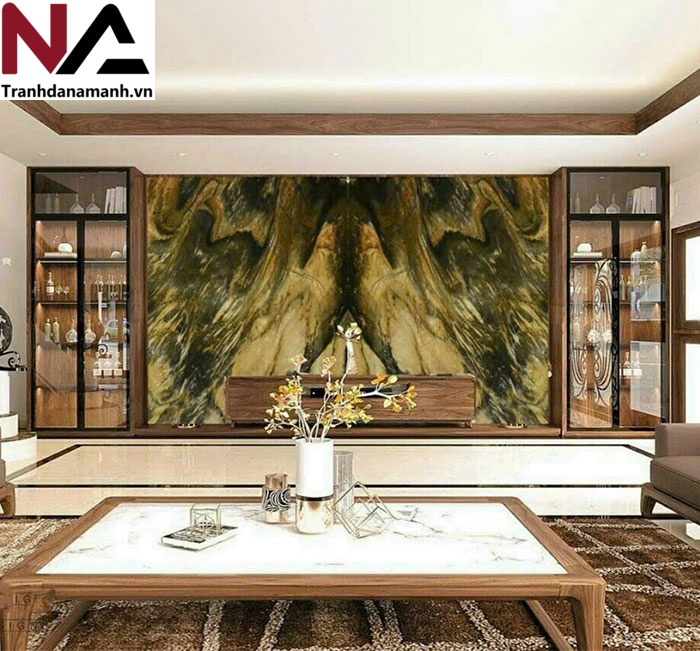 Mẫu tranh đ&aacute; ốp tường ph&ograve;ng kh&aacute;ch đẹp