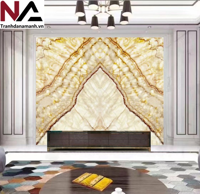 Mẫu tranh đ&aacute; ốp tường ph&ograve;ng kh&aacute;ch đẹp