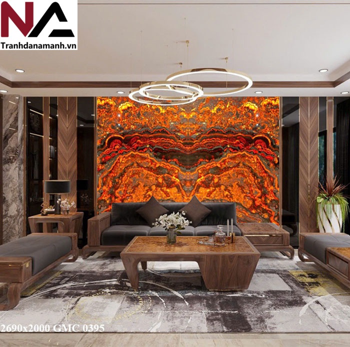 Mẫu tranh đ&aacute; ốp tường ph&ograve;ng kh&aacute;ch đẹp