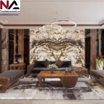 Tranh đá Onyx xuyên sáng đối xứng TDXS10