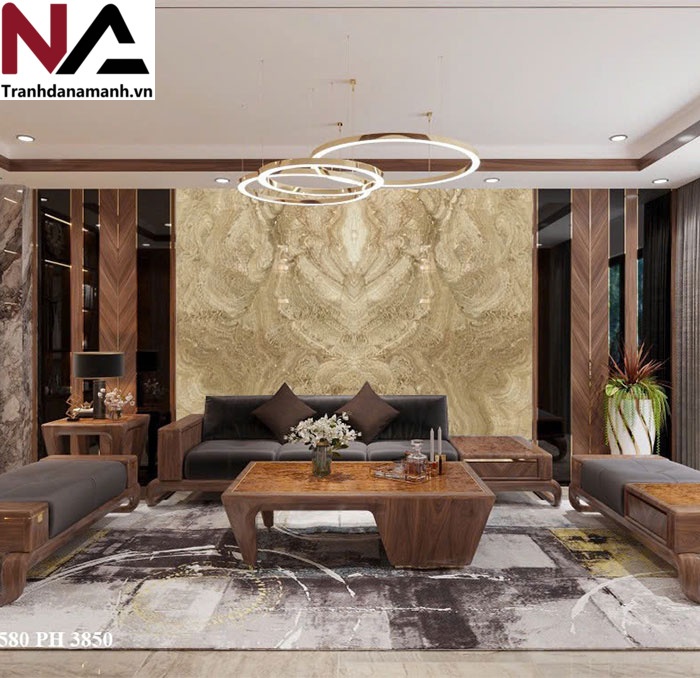 Mẫu tranh đ&aacute; ốp tường ph&ograve;ng kh&aacute;ch đẹp