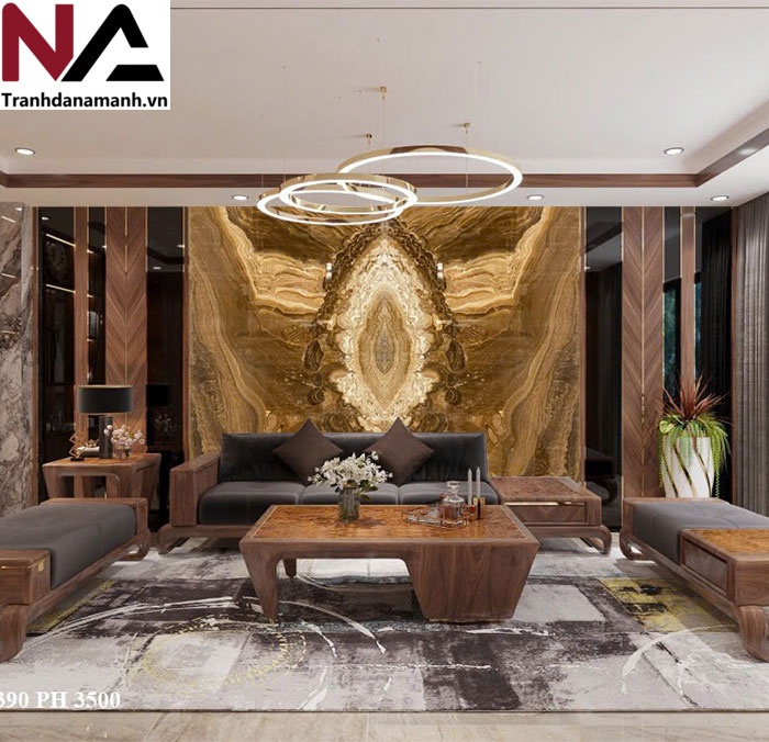 Mẫu tranh đ&aacute; ốp tường ph&ograve;ng kh&aacute;ch đẹp