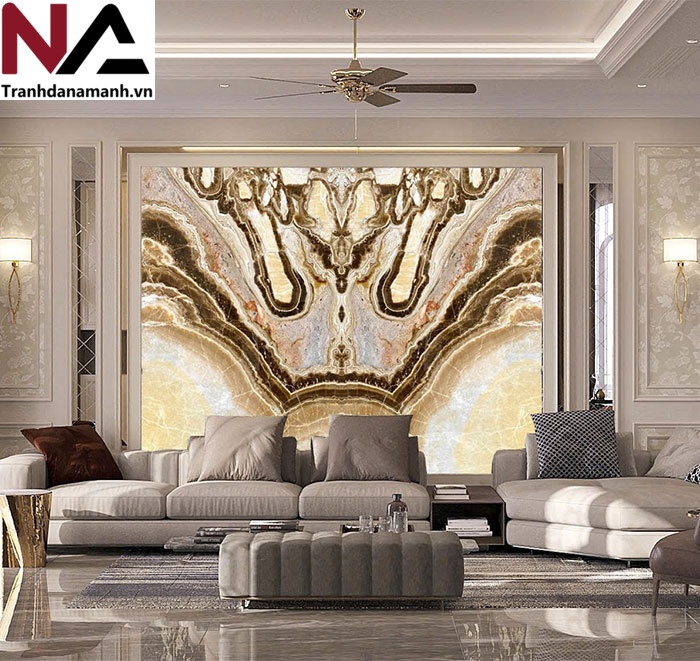 Mẫu tranh đ&aacute; ốp tường ph&ograve;ng kh&aacute;ch đẹp