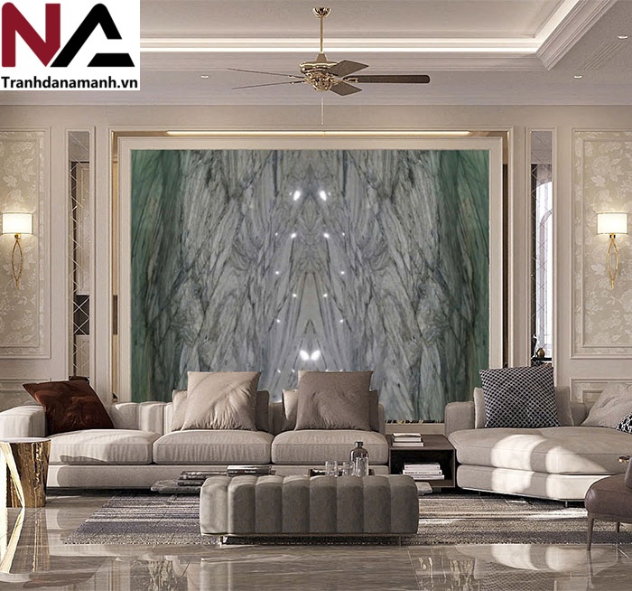 Mẫu tranh đ&aacute; ốp tường ph&ograve;ng kh&aacute;ch đẹp