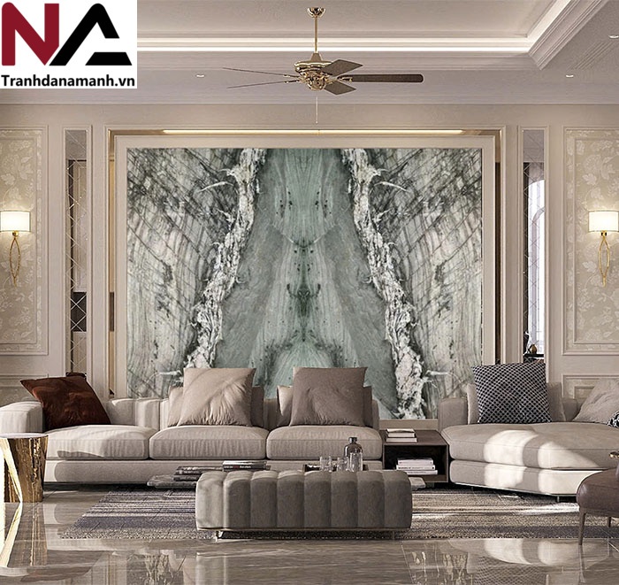 Mẫu tranh đ&aacute; ốp tường ph&ograve;ng kh&aacute;ch đẹp