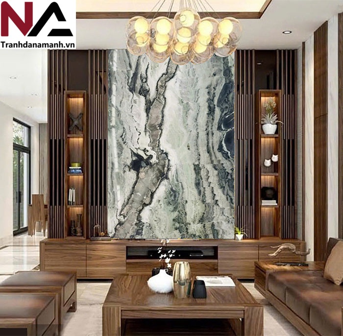 Mẫu tranh đ&aacute; ốp tường ph&ograve;ng kh&aacute;ch đẹp