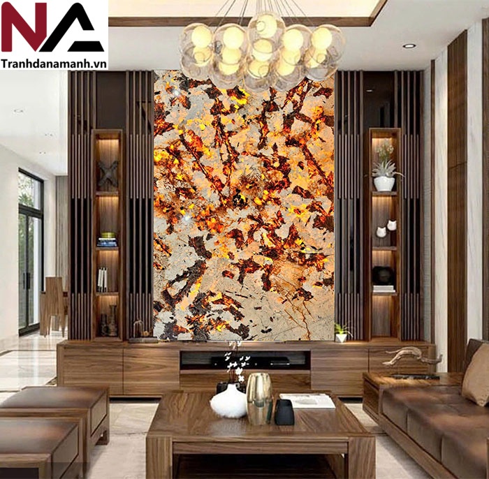 Mẫu tranh đ&aacute; ốp tường ph&ograve;ng kh&aacute;ch đẹp