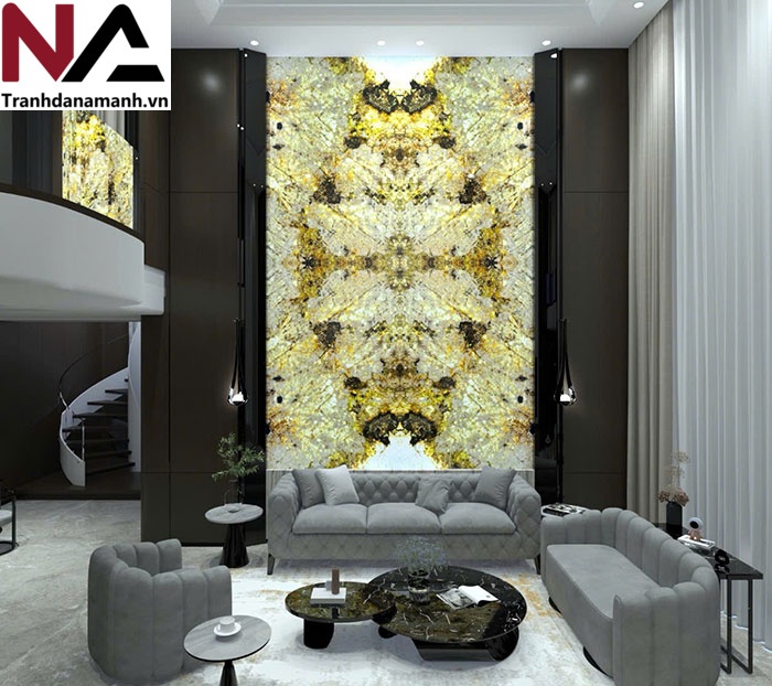 Mẫu tranh đ&aacute; ốp tường ph&ograve;ng kh&aacute;ch đẹp
