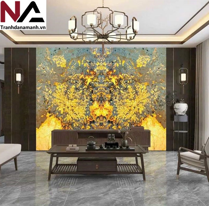 Mẫu tranh đ&aacute; ốp tường ph&ograve;ng kh&aacute;ch đẹp