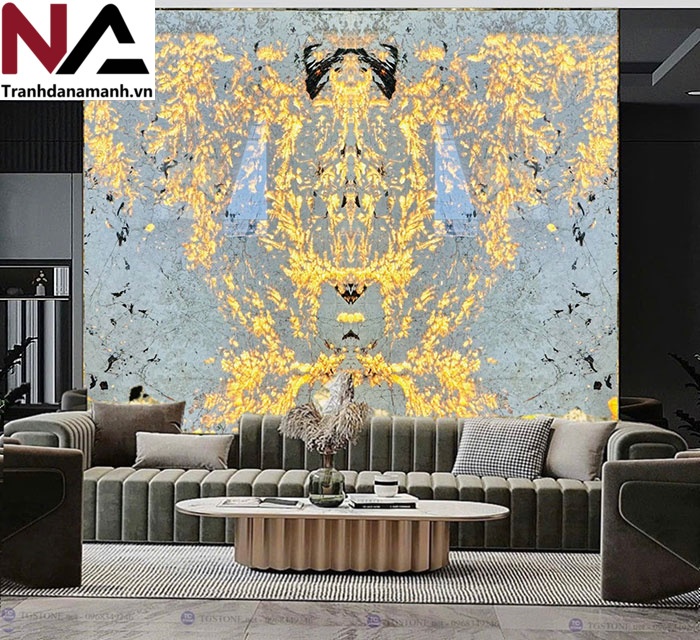 Mẫu tranh đ&aacute; ốp tường ph&ograve;ng kh&aacute;ch đẹp