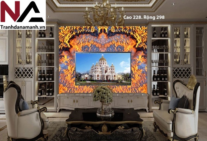 Bộ sưu tập vách đá xuyên sáng cao cấp, thiết kế độc đáo, hiện đại 54 Vách Đá Ốp Tivi Xuyên Sáng