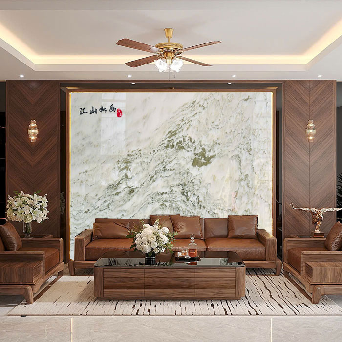 Tranh đá sơn thủy xuyên sáng TDST-VT02 | dáng ngang