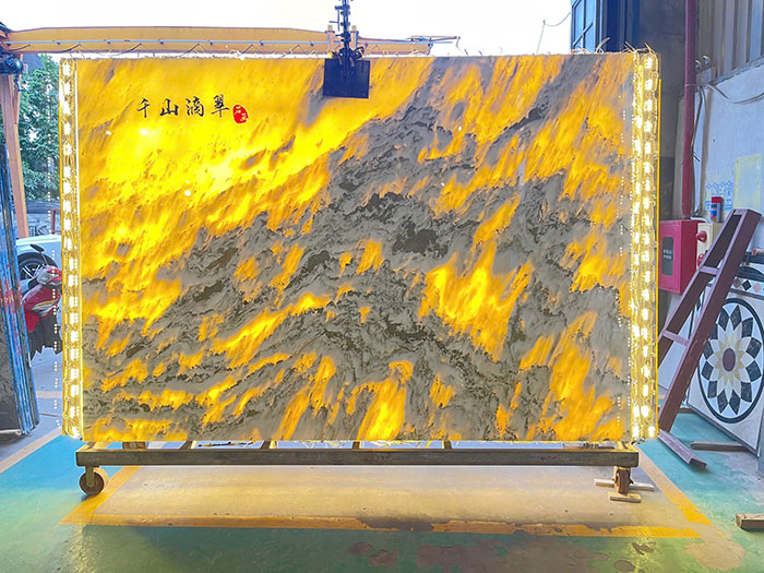 Tranh đá sơn thủy xuyên sáng TDST-VT02 | dáng ngang